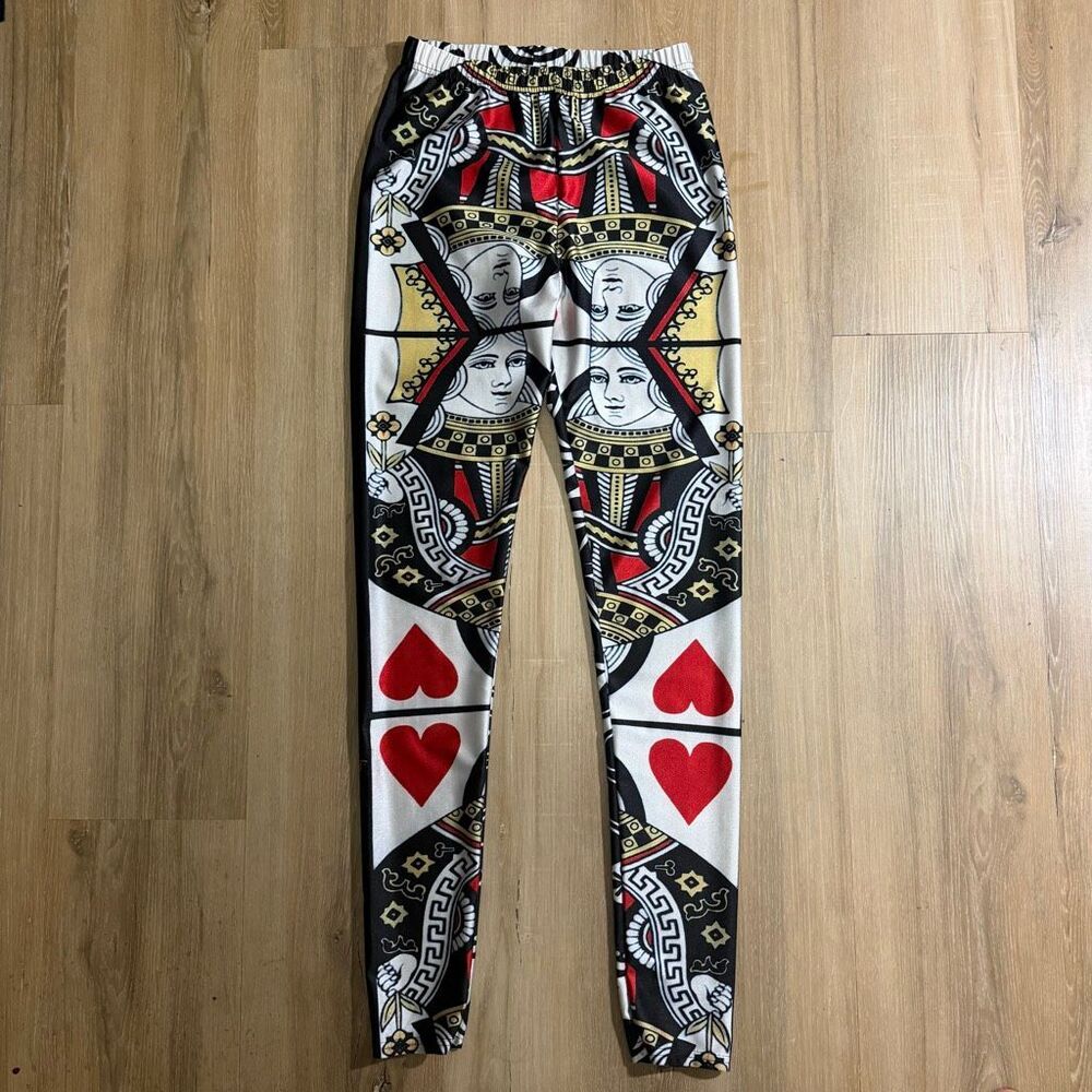 Lotus Leggings Queen Of Hearts Graphic Vegas Style High Waisted Yoga Pants Sz M